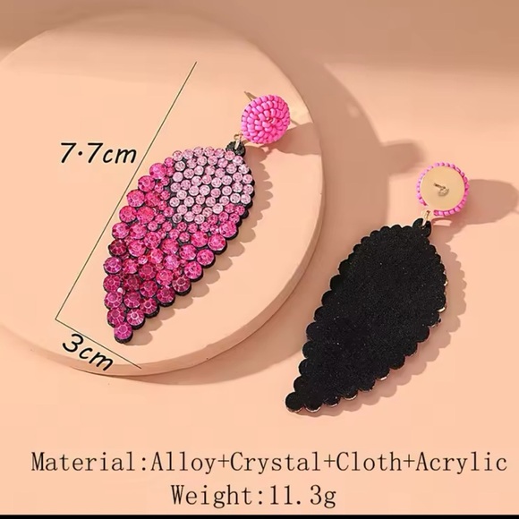 Pink Angel Wings Crystal Earrings - Picture 4 of 4